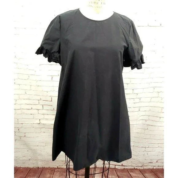 Zara Trafaluc Women's Black Ruffled Sleeve Shift Dress Size Large L - Picture 1 of 6